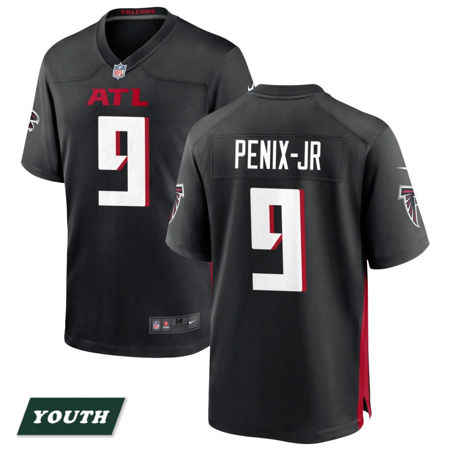 Youth Atlanta Falcons Black #9 Michael Penix Jr Game Jersey